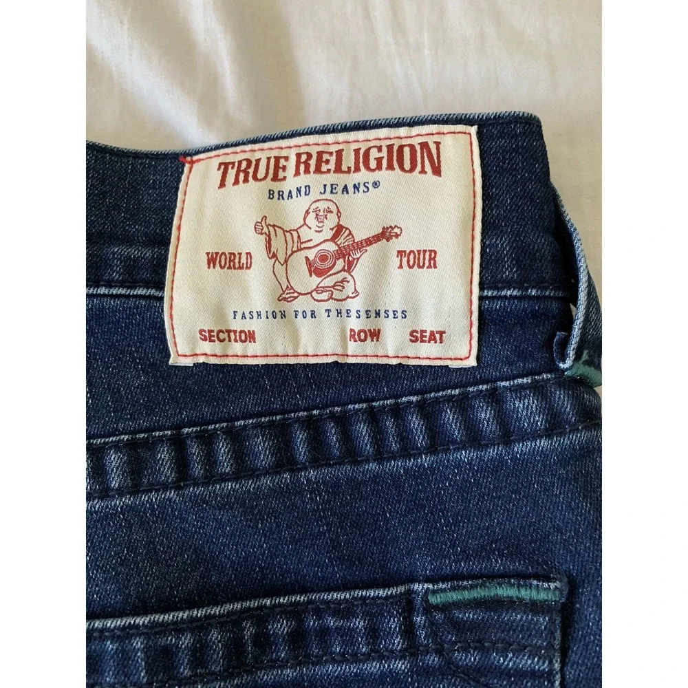 NWT TRUE RELIGION ROCCO RELAXED SKINNY NO FLAP Blue JEANS 34 X 32